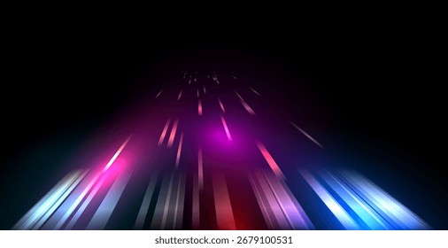 Abstract High-Speed Motion and Movement Background Banner: Dynamic Light Trails with Motion Blur for Futuristic Technology Banner and Poster Design.
