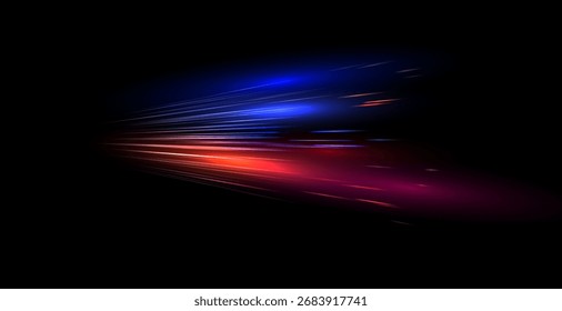 Abstrakter Hochgeschwindigkeitsbanner für Bewegung und Bewegung: Dynamische Lichtwege mit Bewegungsunschärfe für futuristische Technologie Banner und Poster Design.