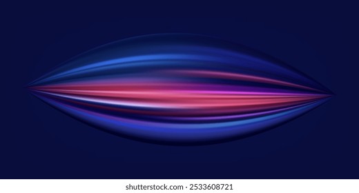 Abstract high-speed movement background. Dynamic motion light trails with motion blur effect on dark background. Futuristic, technology pattern for banner or poster design.