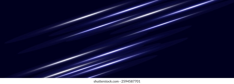 Abstract high-speed movement background. Dynamic motion light trails with motion blur effect on dark background. Futuristic