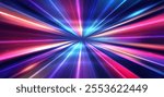 Abstract high-speed movement background. Laser beams luminous. Dynamic light trails with motion blur effect on dark background. Futuristic, technology pattern for banner or poster design.