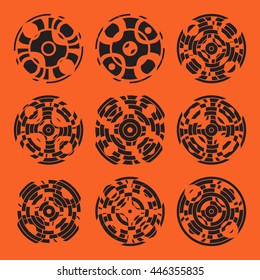 Abstract hightech collection set of 9 radars, Technology circle background. eps 10.