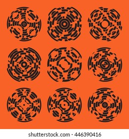 Abstract hightech collection set of 9 radars, Technology circle background. eps 10.