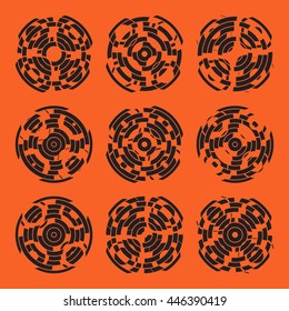 Abstract hightech collection set of 9 radars, Technology circle background. eps 10.