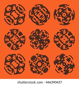 Abstract hightech collection set of 9 radars, Technology circle background. eps 10.