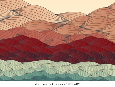 Abstract Hills, Dunes Landscape Background - Vector Illustration