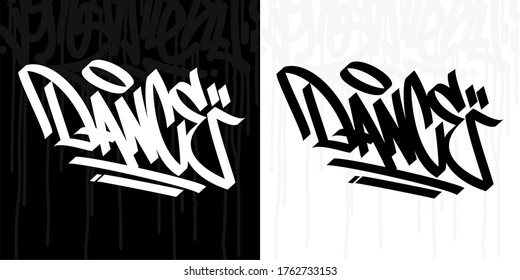 Abstract Hip Hop Hand Written Graffiti Style Word Dance Vector Illustration Art