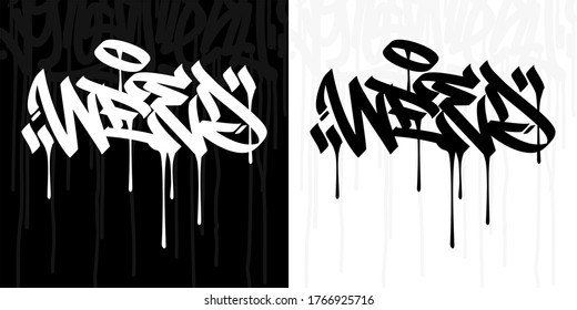 Abstract Hip Hop Hand Written Graffiti Style Word Weed Vector Illustration Art