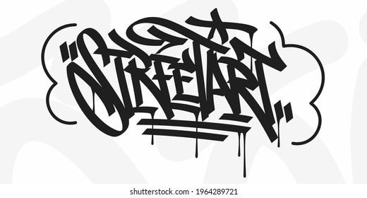 Abstract Hip Hop Hand Written Urban Graffiti Style Words Street Art Vector Illustration Art