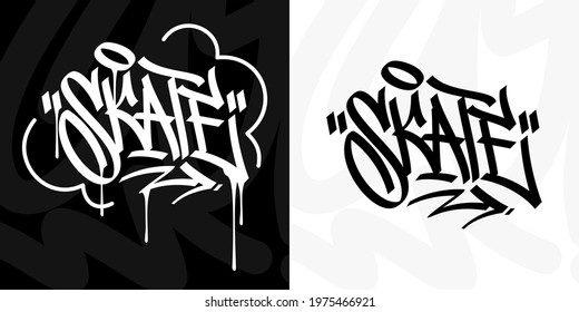 Abstract Hip Hop Hand Written Urban Graffiti Style Word Skate Vector Illustration Calligraphy Art