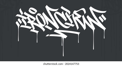 Abstract Hip Hop Hand Written Urban Street Art Graffiti Style Word Ironcrew Vector Illustration Art