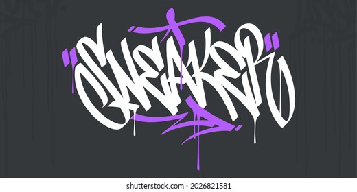 Abstract Hip Hop Hand Written Urban Street Art Graffiti Style Word Sneaker Vector Illustration Art