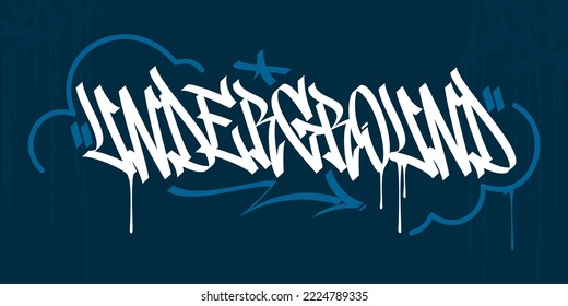 Abstract Hip Hop Hand Written Urban Street Art Graffiti Style Word Underground Vector Illustration Template