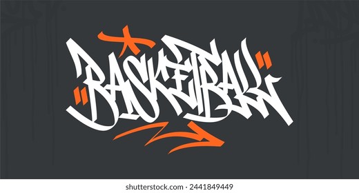 Ilustración abstracta del vector del baloncesto del estilo del graffiti del arte urbano escrito a mano del hip hop