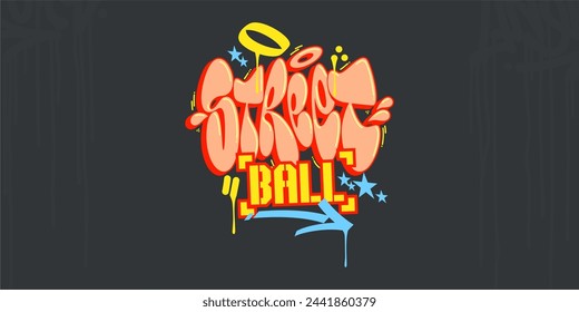 Abstract Hip Hop Hand Written Urban Street Art Graffiti Style Word Streetball Vector Illustration