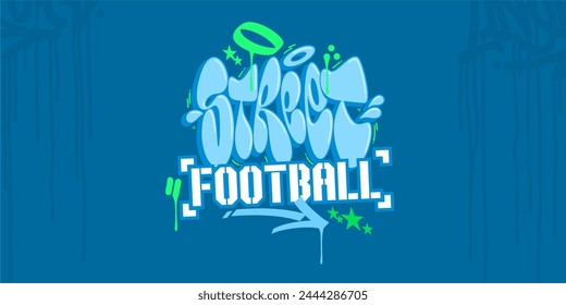 Abstract Hip Hop Hand Written Urban Graffiti Style Street Football Vector Illustration