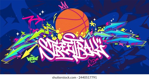 Abstract Hip Hop Urban Street Art Graffiti Style Streetball Or Basketball Illustration Background