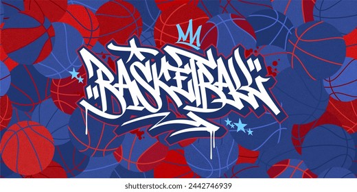 Abstract Hip Hop Urban Street Art Graffiti Style Streetball Or Basketball Background