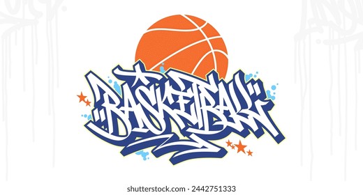 Abstract Hip Hop Urban Street Art Graffiti Style Word Basketball Vector Illustration