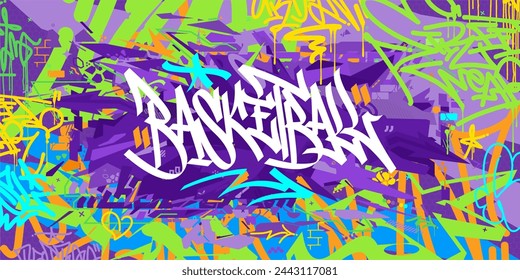 Abstract Hip Hop Urban Street Art Graffiti Style Word Basketball Vector Illustration