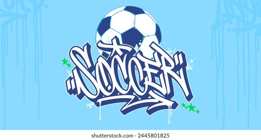 Abstract Hip Hop Urban Street Art Graffiti Style Word Soccer Vector Illustration Art