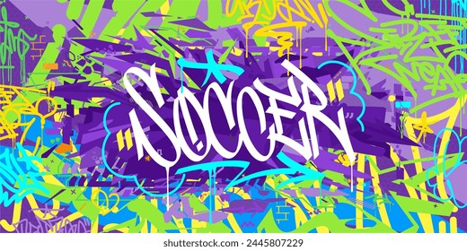 Abstract Hip Hop Urban Street Art Graffiti Style Soccer Or Football Illustration Background