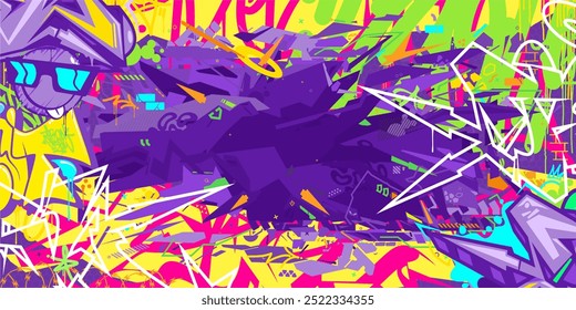 Abstract Hip Hop Urban Street Art Graffiti Style Vector Illustration Background Banner