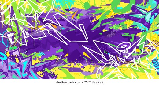 Abstract Hip Hop Urban Street Art Graffiti Style Vector Illustration Background Banner