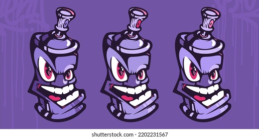 Abstract Hiphop Graffiti Style Spray Cans Vector Illustration Template