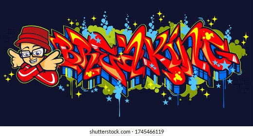 Abstract Hiphop Graffiti Style Word Breaking Vector Typography Illustration