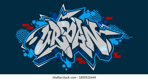 Abstract Hiphop Graffiti Style Word Urban Vector Typography Illustration