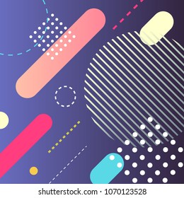 Abstract hipster background with different geometric shapes. Simple memphis hipster colorful flat card template.