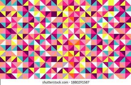 Resumen de fondo hipster hecho de pequeños triángulos vectores de diferentes colores. Patrón geométrico sin fisuras para su diseño