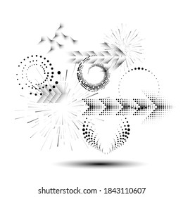 Abstract Hipster halftone dots Background . Vector Design with dotted shapes . geometric elements for business cards, brochures. Geometrical chaotic creative composition