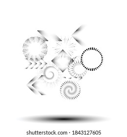 Abstract Hipster halftone dots Background . Vector Design with striped shapes . geometric elements for business cards, brochures. Geometrical chaotic creative composition