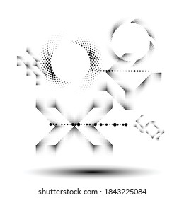 Abstract Hipster halftone dots Background . Vector Design with striped shapes . geometric elements for business cards, brochures. Geometrical chaotic creative composition