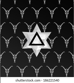 Abstract hipster  illustration with polygonal design element, symbol, sign for tattoo