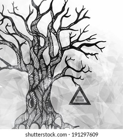 Abstract hipster  illustration with polygonal design element, symbol, sign for tattoo