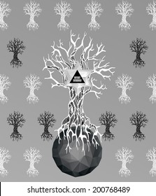 Abstract hipster  illustration with polygonal design element, symbol, sign for tattoo