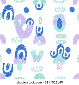 Abstract Hipster Illustration Seamless Pattern Hand Drawn Fashion Modern Doodle Shapes . Creative Vibrant Shapes Texture