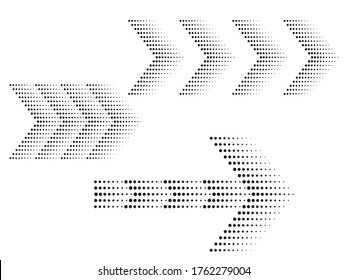 Abstrakter Hipster Linear Halftone Punkte Hintergrund mit Pfeildesign-Elementen . Vektorgrafik 