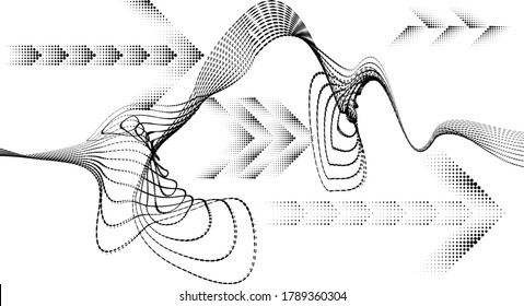 Resumen Hipster Puntos de semitono lineales Fondo con elementos de diseño de flecha . Vector 