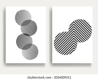 Resumen de líneas Hipster Fondo con círculos geométricos . Diseño de línea de vector . Plantilla de póster . Arte mínimo.