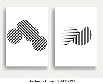 Abstract Hipster Lines Background with geometric circles . Vector Line Design . Poster template . Minimal art .