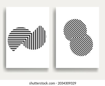 Abstract Hipster Lines Background with geometric circles . Vector Line Design . Poster template . Minimal art .