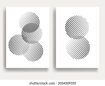 Abstrakter Hipster Linien Hintergrund mit geometrischen Kreisen . Vektorliniendesign . Poster-Vorlage . Minimale Kunst.