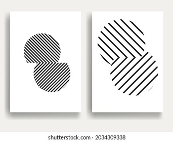 Abstract Hipster Lines Background with geometric circles . Vector Line Design . Poster template . Minimal art .