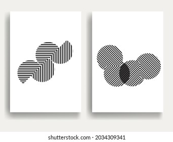 Abstract Hipster Lines Background with geometric circles . Vector Line Design . Poster template . Minimal art .