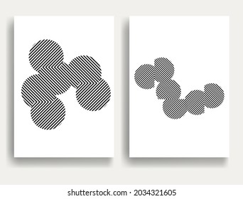Abstract Hipster Lines Background with geometric circles . Vector Line Design . Poster template . Minimal art .