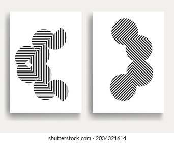 Abstract Hipster Lines Background with geometric circles . Vector Line Design . Poster template . Minimal art .